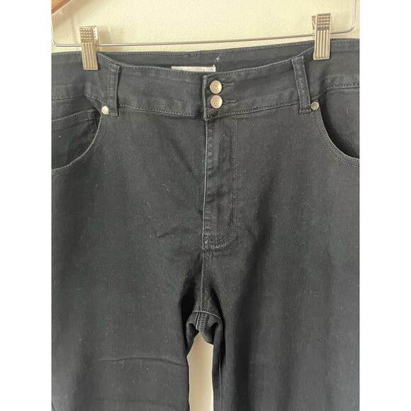 Between US Womens Straight Leg Jeans Size 24 Black Stretch High Rise Zip Casual - Picture 3 of 15